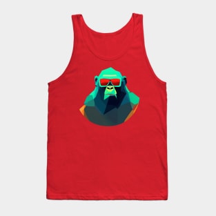 Cool Low Poly Gorilla wearing Sunglasses Tank Top